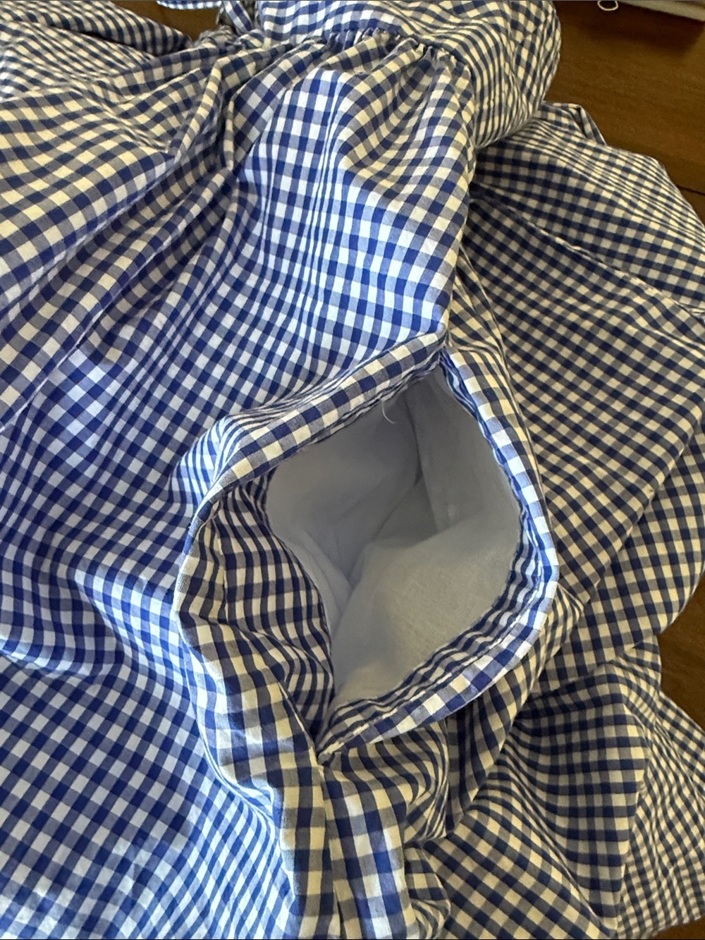 J.Crew Gingham Long Spaghetti-Strap Maxi Dress Navy Blue White Pockets 10 - Picture 13 of 16